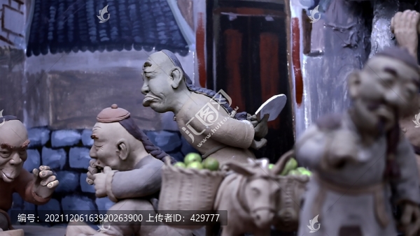 泥塑趕大集人物場(chǎng)景