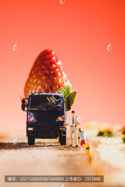 創(chuàng)意微縮父親節(jié)汽車運(yùn)輸草莓