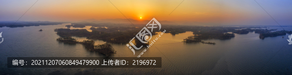 湖上落日風(fēng)光全景寬幅大圖