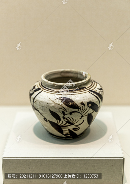 元代白釉鐵彩花卉紋小罐