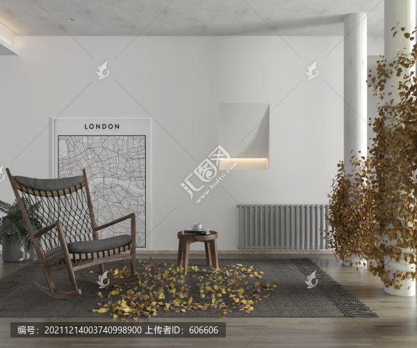 侘寂風(fēng)單椅墻布壁畫背景場景圖