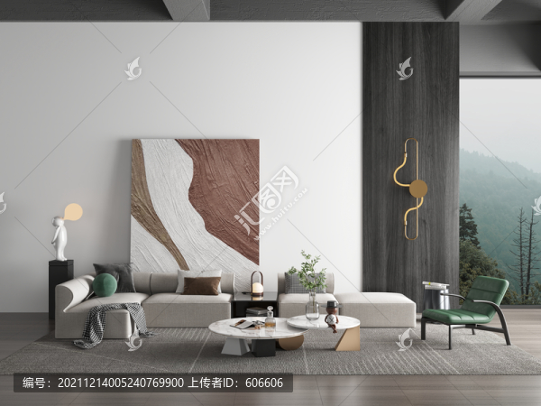 時尚沙發(fā)墻布壁畫背景場景圖