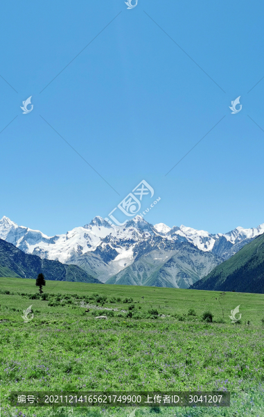 夏塔上的雪山