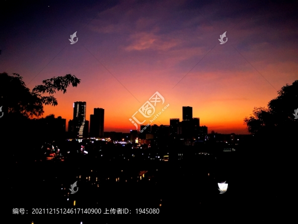 城市日落天空霞光