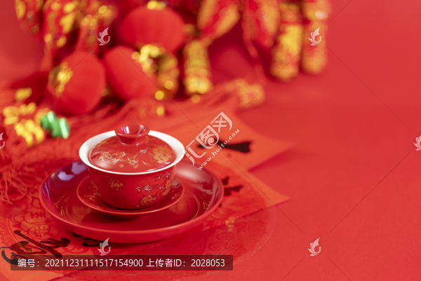 紅色茶碗創(chuàng)意新春紅火背景