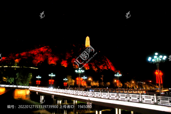 延安寶塔山城市夜景