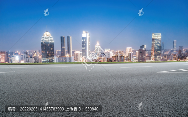 道路地面和城市夜景
