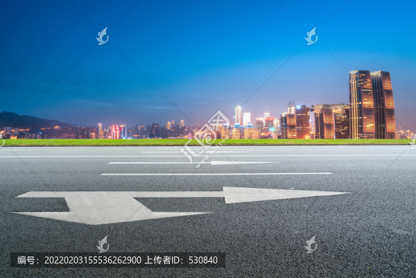 道路地面和城市風(fēng)光夜景