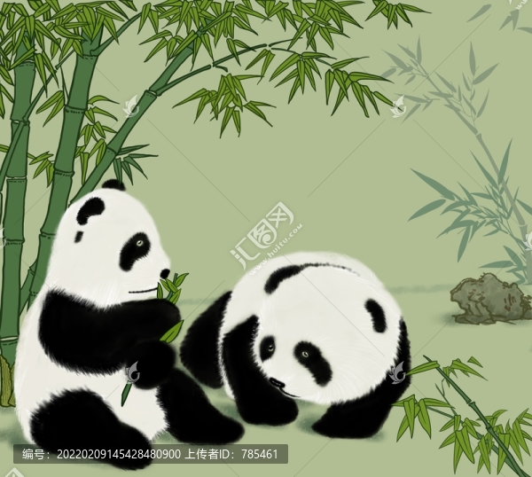 四川大熊貓主題原創(chuàng)手繪插畫