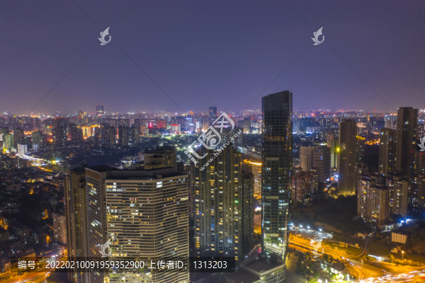 航拍湖南長(zhǎng)沙城市夜景風(fēng)光