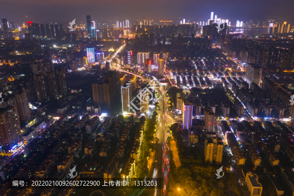 航拍湖南長沙城市夜景風(fēng)光