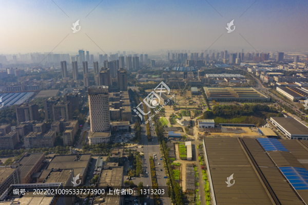 航拍湖南長沙麓谷城市景觀