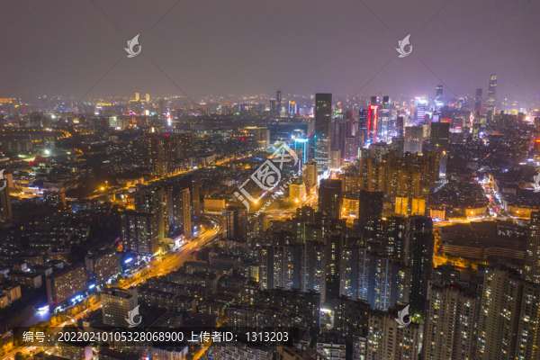 航拍湖南長沙城市夜景風(fēng)光