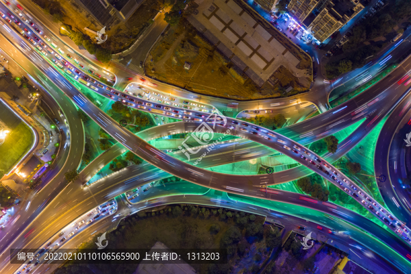航拍湖南長沙開福區(qū)波隆立交橋