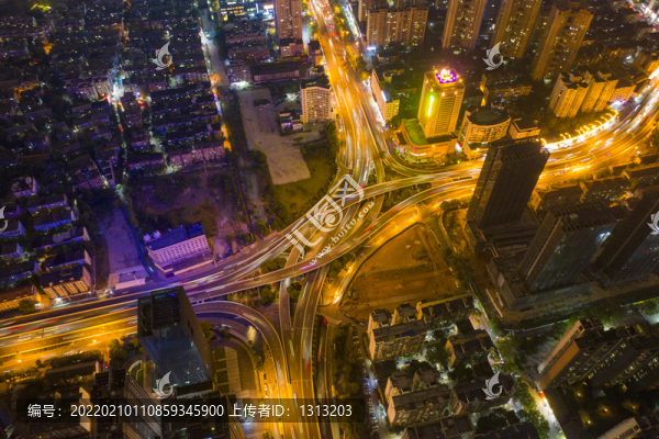 航拍湖南長(zhǎng)沙城市夜景風(fēng)光