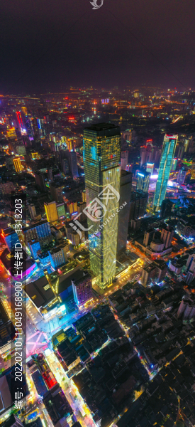 航拍湖南長(zhǎng)沙城市夜景風(fēng)光