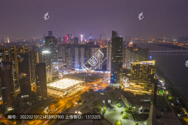 航拍長(zhǎng)沙北辰三角洲夜景