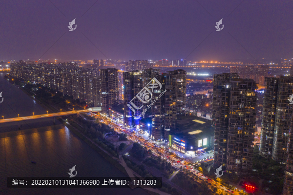 航拍長沙瀏陽河夜景風(fēng)光