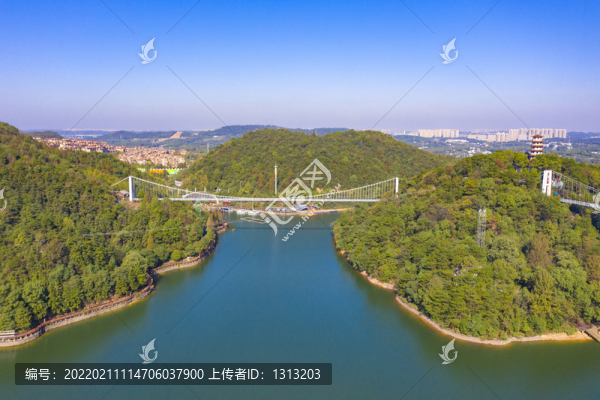 航拍湖南長沙石燕湖景區(qū)