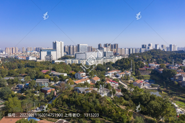 航拍湖南岳陽市城市景觀