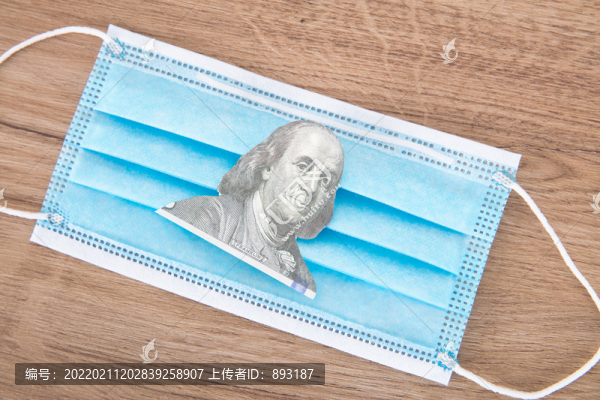 破洞看到美元上富蘭克林肖像