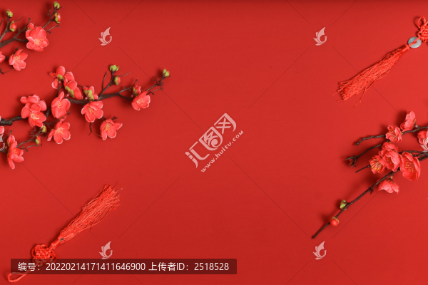 新年春節(jié)紅背景中國(guó)風(fēng)裝飾