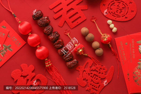 春節(jié)喜慶紅背景過(guò)年裝飾品