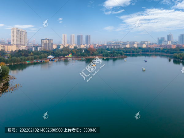航拍濟(jì)寧城市中心風(fēng)光全景