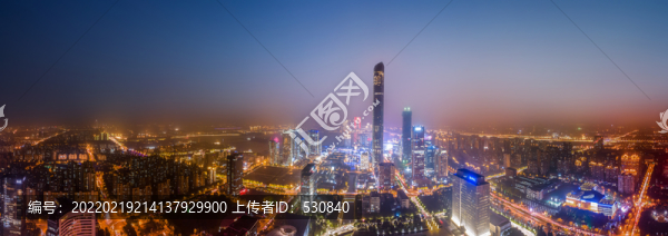 航拍蘇州東湖國際金融中心夜景