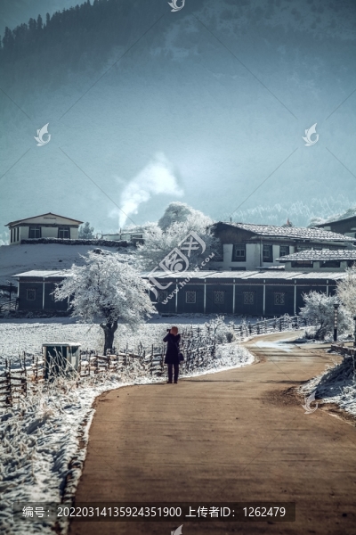 白雪覆蓋的雪景小鎮(zhèn)