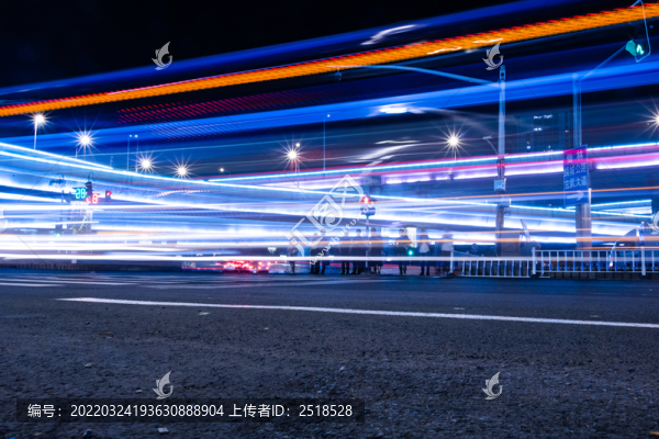 城市夜景燈光車流街景立交橋
