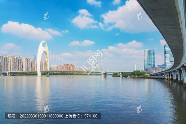 廣州城市天際線和珠江和橋梁