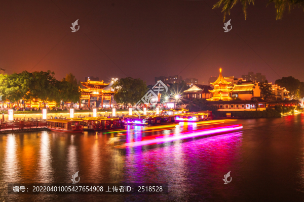 南京夫子廟秦淮河景區(qū)夜景