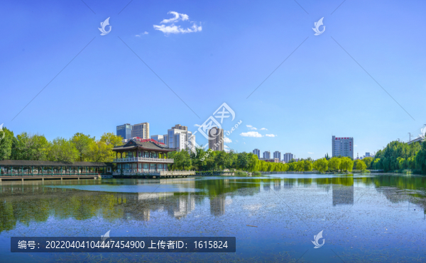 古典園林水景園林湖景全景