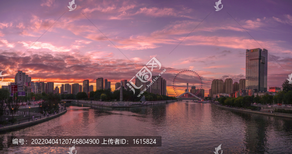 天津之眼晚霞天津地標(biāo)天津夜景