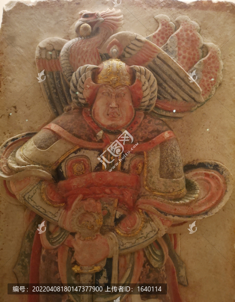 五代王處直墓彩繪浮雕武士石刻