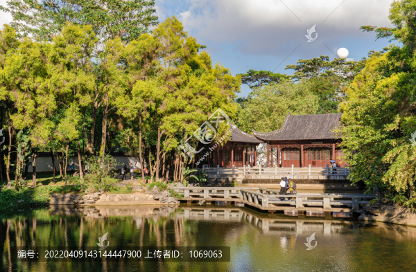 中式國風(fēng)古建筑園林庭院