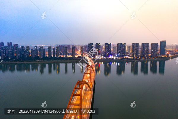 航拍湖南長沙城市夜景風光