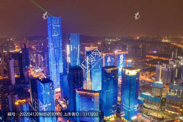 航拍湖南長(zhǎng)沙城市夜景風(fēng)光