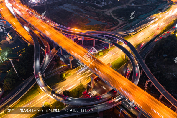 航拍湖南長沙城市夜景風(fēng)光