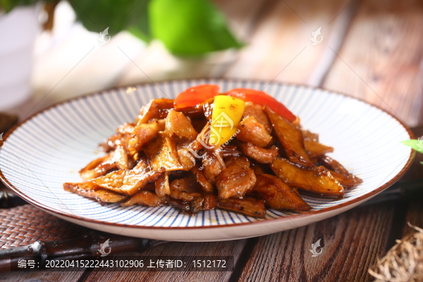 彩椒鮑菇松板肉
