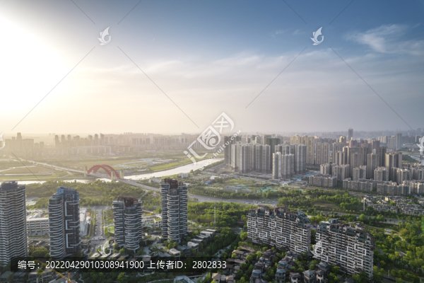 成都天府新區(qū)麓湖航拍城市風光