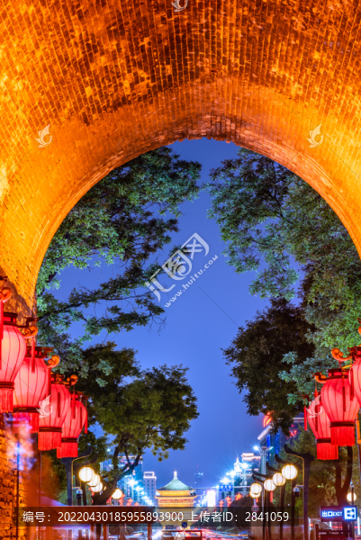 中國陜西西安城墻夜景