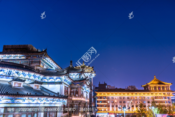 中國陜西西安城墻夜景