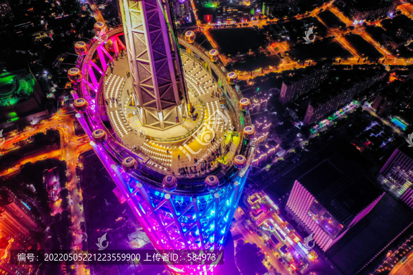 航拍廣州塔小蠻腰夜景