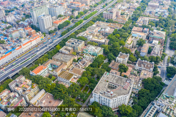航拍廣州沙面島歐陸風(fēng)情建筑群