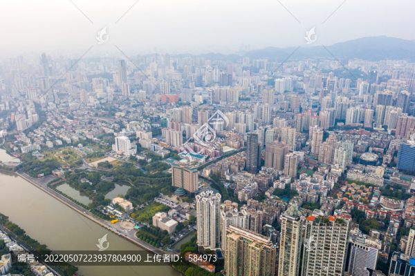 航拍廣州越秀區(qū)天河區(qū)交界處