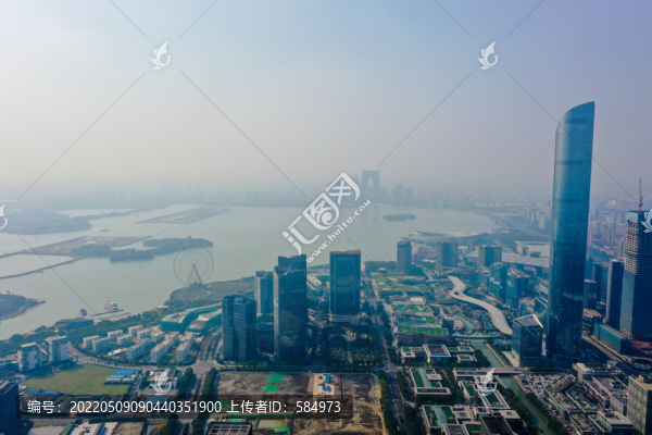 航拍江蘇蘇州國際金融中心大廈