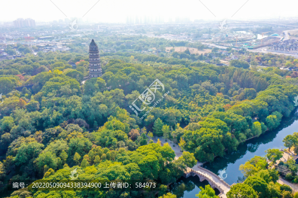 航拍蘇州虎丘塔虎丘山