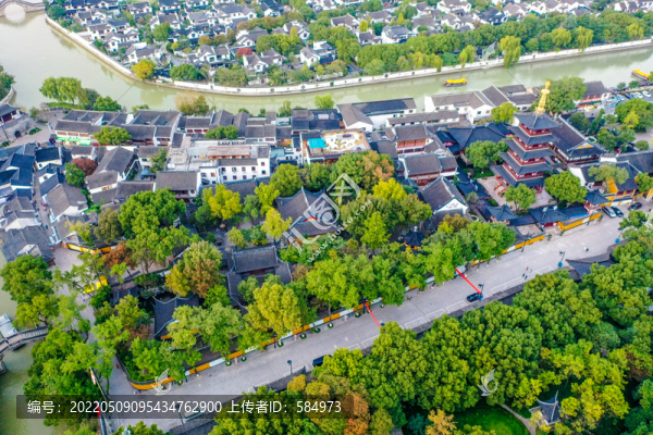 航拍蘇州寒山寺